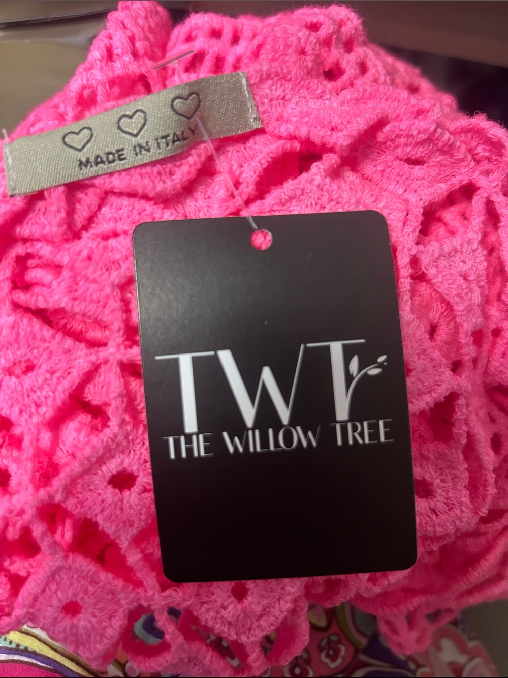 NWT Hot Pink Crochet Open Knit Top Cover Up Beach Summer Festive Boho Hippie OS - Picture 5 of 7